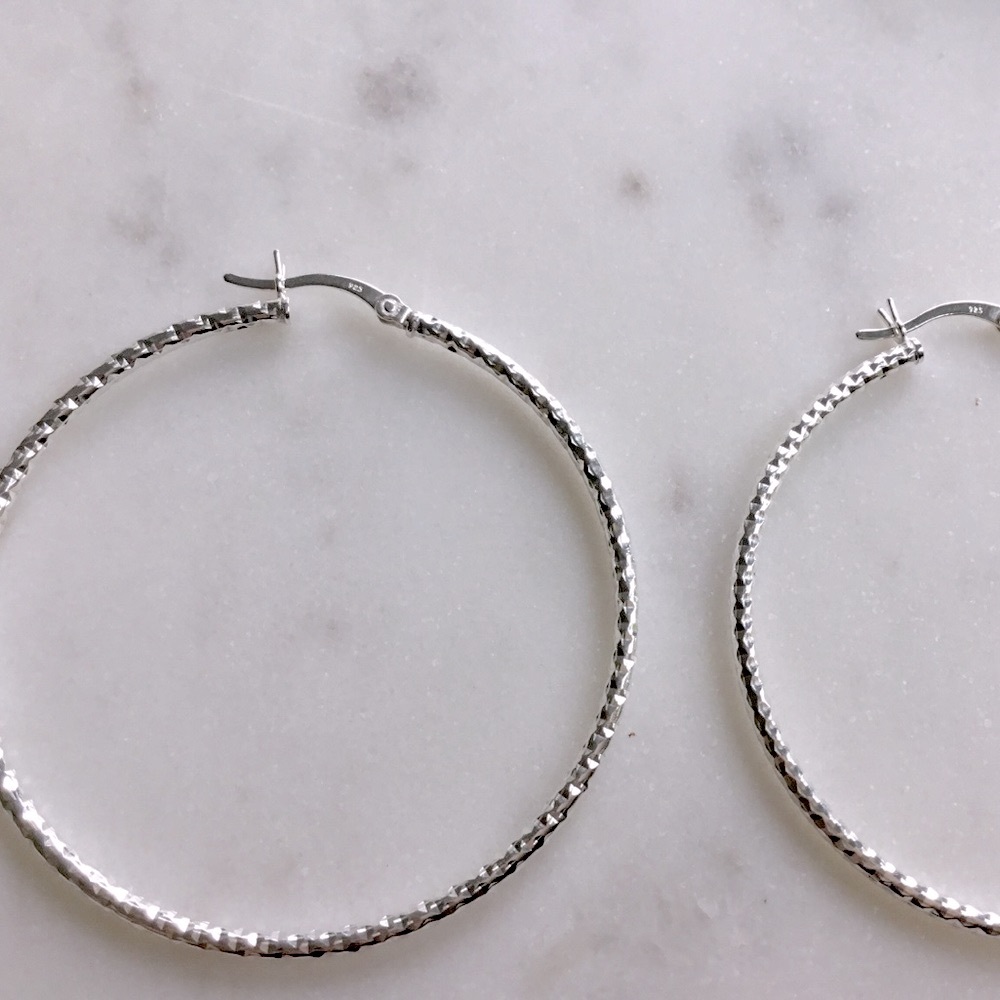 Sterling 50mm Twisted Tube Hoop Earrings - Picture 12 of 13